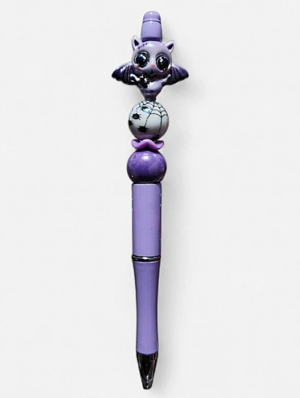 Halloween Purple Bat Beaded Ballpoint Twist Pen